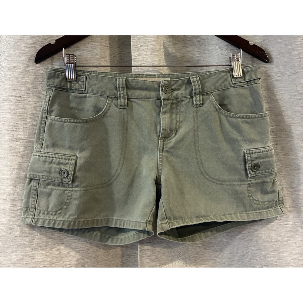 Y2K Hipster Green Cargo Shorts Hot Pants Festival Junior Size 3 Utility